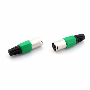Green Color Rubber Head XLR 3 Pin Male Microphone Cable Adapter plug