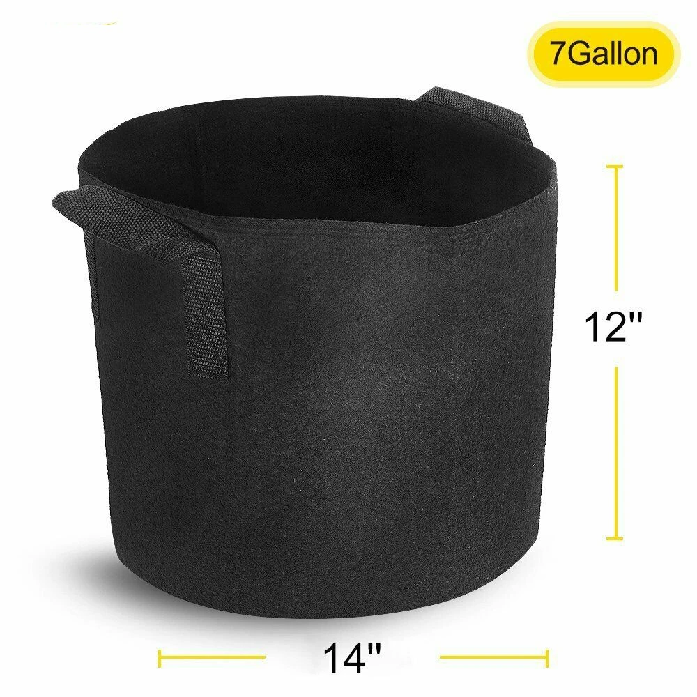 Greenhouse Wholesale High Quality Grow Bag Black Round Garden Fabric Pot Indoor Outdoor 7 Gallon Aeration Fabric Pot with handle