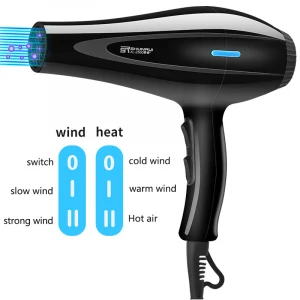 Hair Dryer for Travel&amp;Home Lightweight Negative Ionic Hair Blow Dryer 3 Heat Settings Cool Settings with 5 accessories