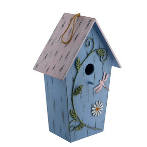 Handicraft shabby and chic vintage garden decor roof birdhouse or  house shape bird cage