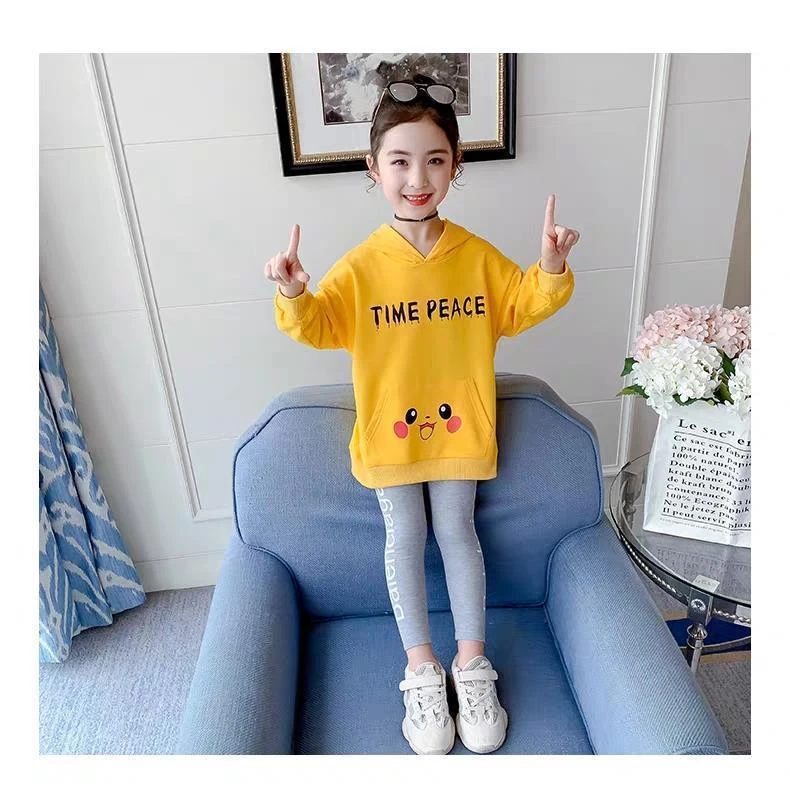 Hao Baby New Spring And Autumn Clothes For Big Children Korean Sports Leisure Two-Piece Children Clothes Trendy Girls Clothes
