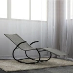 Heavy Duty  Black Garden Reclining Folding Outdoor Rocking Chair Beach Sun Loungers