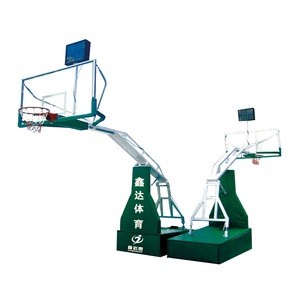 Height-adjustable Portable Heavy-duty Foldable Manual Hydraulic Basketball Hoop Stand System for Outdoor Usage