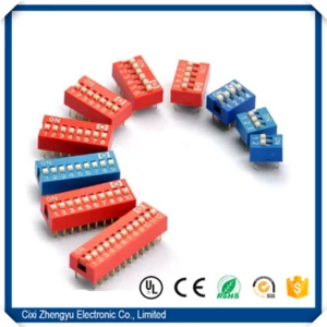 High Quality and good price 2.54mm Pitch DIP Switch Red Blue (1-12Way)