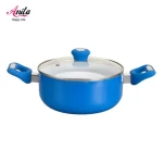 High quality ceramic nonstick aluminum cooking pot nonstick casserole with double ears LFGB certification