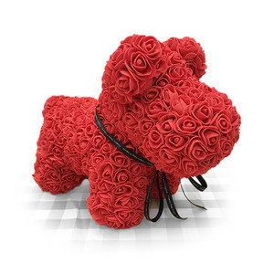 high quality coloful rose dog artificial decoration PE flower rose puppy hot sale  Homemade Gifts  for rose valentine&#039;s gift