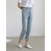 High Quality Korean Ins Style Straight Nine Point High Waist Slim Light Blue Washed Jeans