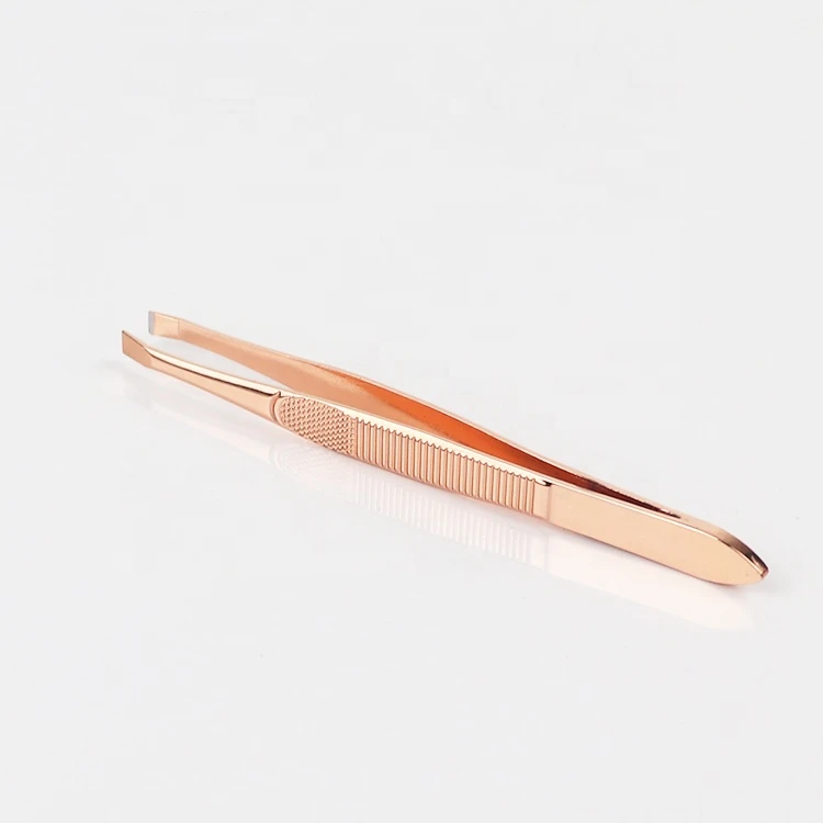 High Quality Professional Rose Gold Eyelash Extention Eyelash Tweezers - secondary Grinding mouth - supper Flat mouth