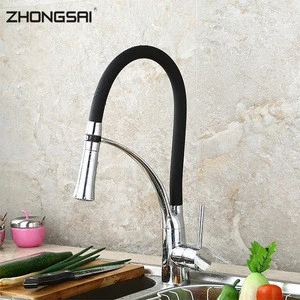 High Quality Single Lever Brass Black Pull Out Kitchen Faucet