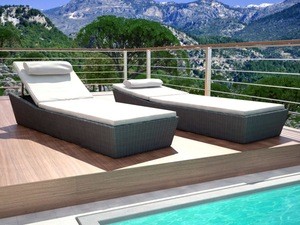 High quality sun rattan lounge with aluminum frame outdoor sun lounger sun bed
