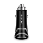 high quality universal usb interface car charger aluminium alloy+pc fabric dual usb qc3.0 car charger