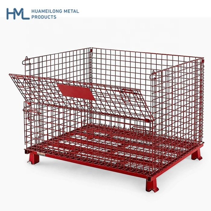 HML OEM heavy duty powder coating stackable wire mesh stoarge container