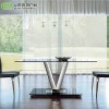 Home furniture Stainless Steel Base Tempered Glass Dining Room Tables