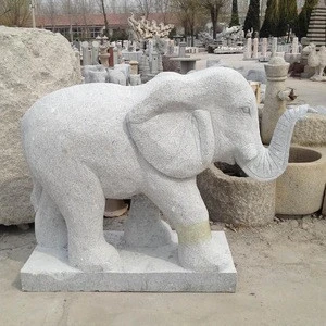 Hot garden decoration white stone statue granite elephant sculpture for sale