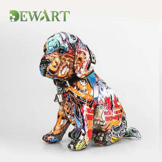 Hot Home Decor cute resin dog figurines creative design realistic animal puppy resin sculpture crafts Western home accessories
