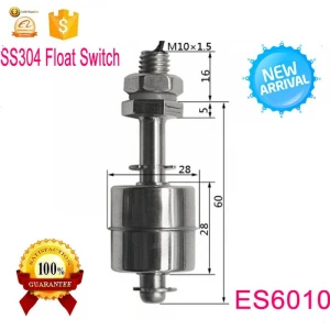 Hot sale  0-220V  50W Stainless Steel Tank Pool Water Level Liquid Sensor  Float Switch ES6010 2A1