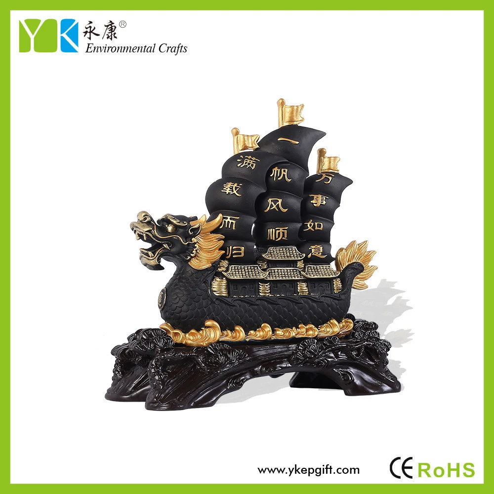Hot sale 3D shape dragon boat resin craft for office table decoration
