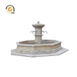 hot sale large simple outdoor ornamental antique garden stone water fountain ASL-019
