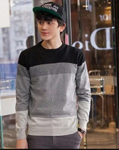 Hot sale Three color stitching color round neck sweaters M/L/XL/XXL