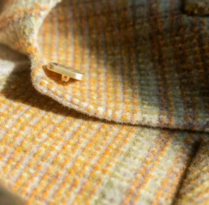 Hot sale Yellow Plaid coarse woolen fabric 80% Wool  stock wool blend twill fabrics for overcoats