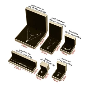 Hot Sale Y#ZB-h01 Luxury PU Leather Brushed Finish Jewelry Box For Wedding & Birthday Gifts Ring Earring Necklace Packaging