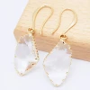 Hot sell geometric elegant large gemstone pendant hanging fishhook earrings crystal drop earrings for women