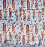 Hot Selling Indian Textile Wholesale Hand Block Fish Printed Luxury Pure Cotton Bags Dressmaking Cloth Fabric Wholesale