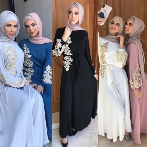 Hot style wholesale middle east long sleeve abaya clothes women Muslim dress islamic clothing