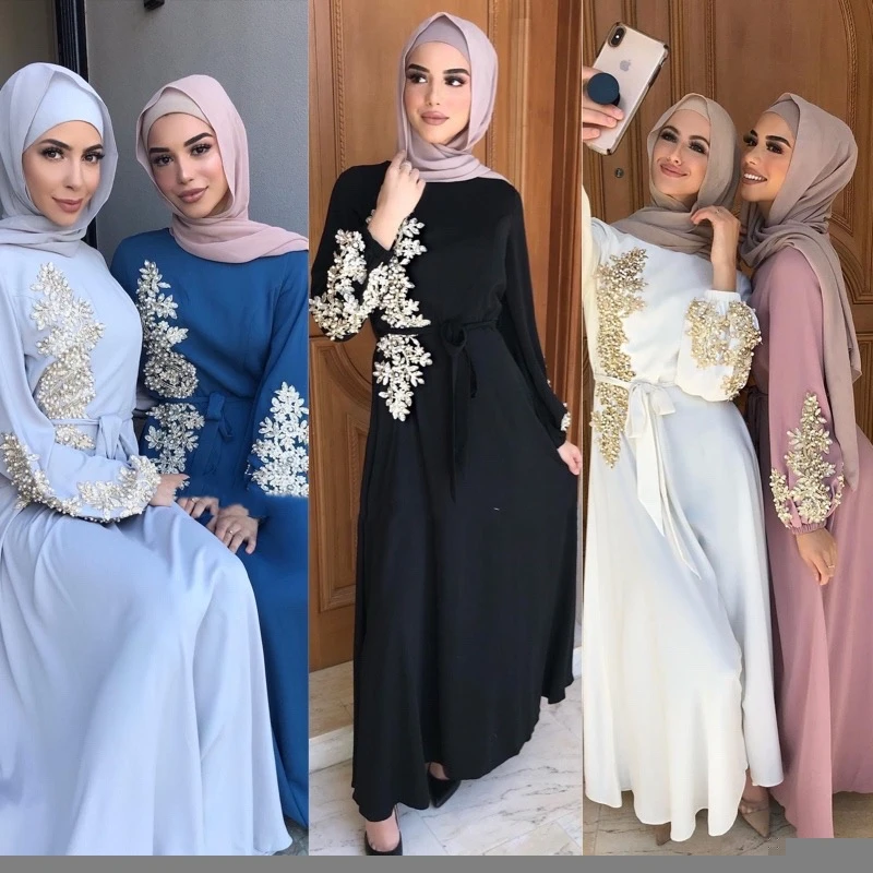 Hot style wholesale middle east long sleeve abaya clothes women Muslim dress islamic clothing