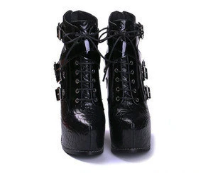 Hot Women Platform Lace Up Block High Heels Riding Ankle Boots Casual Shoes