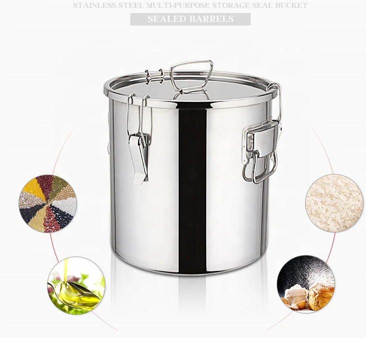 Hotel Stainless steel 304 stock pot  +SS304 lid with lock Stainless steel sealed oil drum wine drum