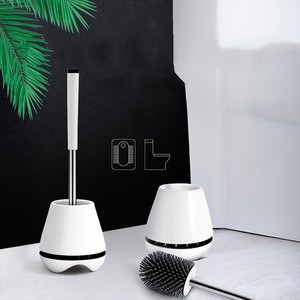 Household efficient soft TPR concise standing silicone toilet brush for bathroom cleaning with holder set