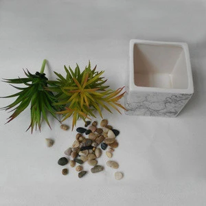 indoor decoration artifical succulents marble finished plant pot with stones inside