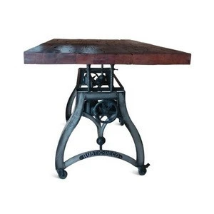 Industrial Embossed Iron Crank Bar Table Vintage Indian Restaurant Furniture Height Adjust Dining Table