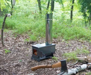 Japanese outdoor cooking wood burning stove camping welded manually with little smoke