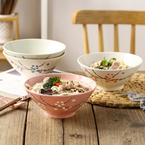 Japanese style soup / noodle bowl with  flower decal