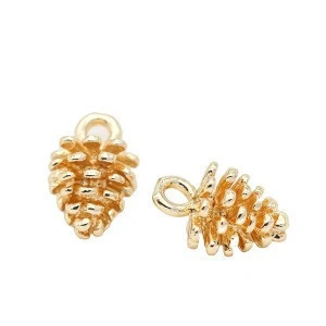Jewelry Supplies 14K Gold Plated Pine Cone Pendant Charm for Bracelet Making