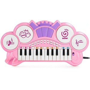 Kids Electronic Keyboard Organ Piano With Lights 24 Keys Drums Microphone Stool Toy