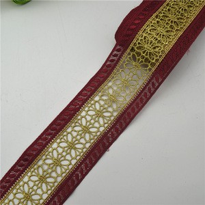 Latest design Nigeria indian gold lace elegant embroidery lace trim