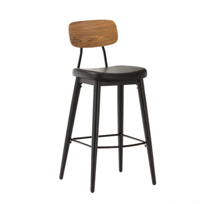Leather Cover Industrial Upholstered Bar Step High Bar Stool Chair Counter Chair