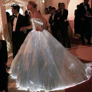 LED Light Luminous Illuminated Evening Dress Fiber Optic Wedding Dress Light-Emitting dress