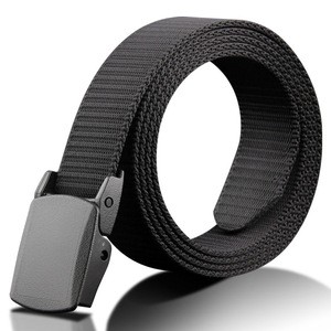 Leisure outdoor nylon students men fabric belt with smooth automatic plastic buckle