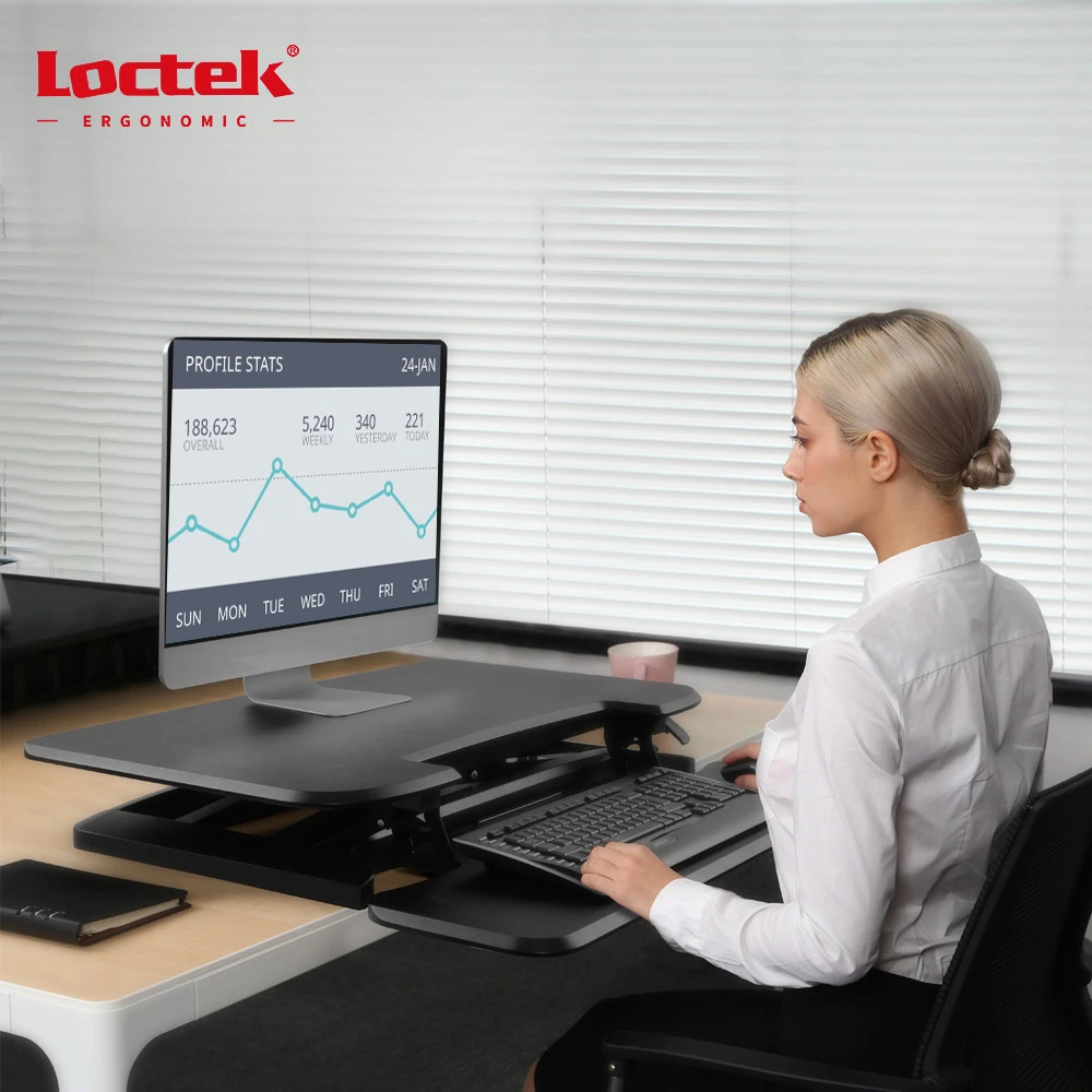 LOCTEK MT105L Smart Wholesale Office Computer Workstation Riser Adjustable Sit Standing Up Desk Converter