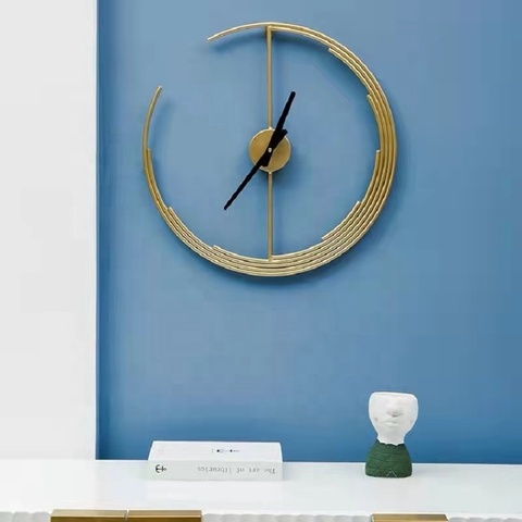 Luxury Gold Metal Handmade Wall Art Decor Moonstring Wall Clock