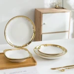 Luxury Phnom Penh Ceramic Plate Hotel Home Tableware Steak Plate Western Food Plate Face Foreign Trade Customizable Pattern