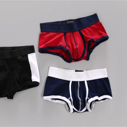 Man Boxer Briefs Men Underwear Boxers Sexy Underpant Cotton Male Panties Shorts Navy