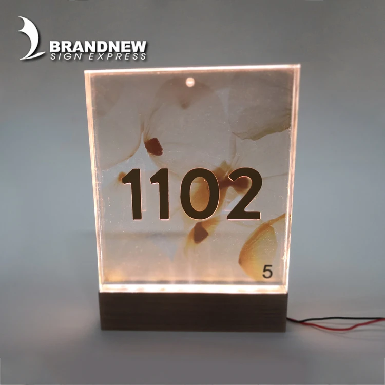 Manufacturer outlet customized hotel Acrylic lit door number plate