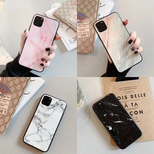 Marble pattern is suitable for Apple 7 / 8PLUS tempered glass mobile phone shell iphone11pro MAX protective cover XR iphone case