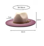 Men &amp; Women Vintage Wide Brim Fedora Hat with Belt Buckle