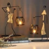 Metal character candle holder handmade art crafts figurines abstract doll candlestick home decoration gift